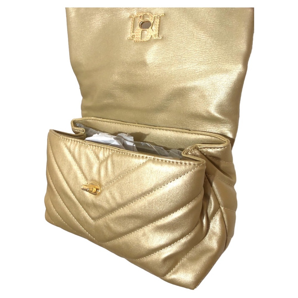 New Badgley Mischka Metallic Quilted Crossbody w Letter Lock Multi-winner HP! - Picture 10 of 16